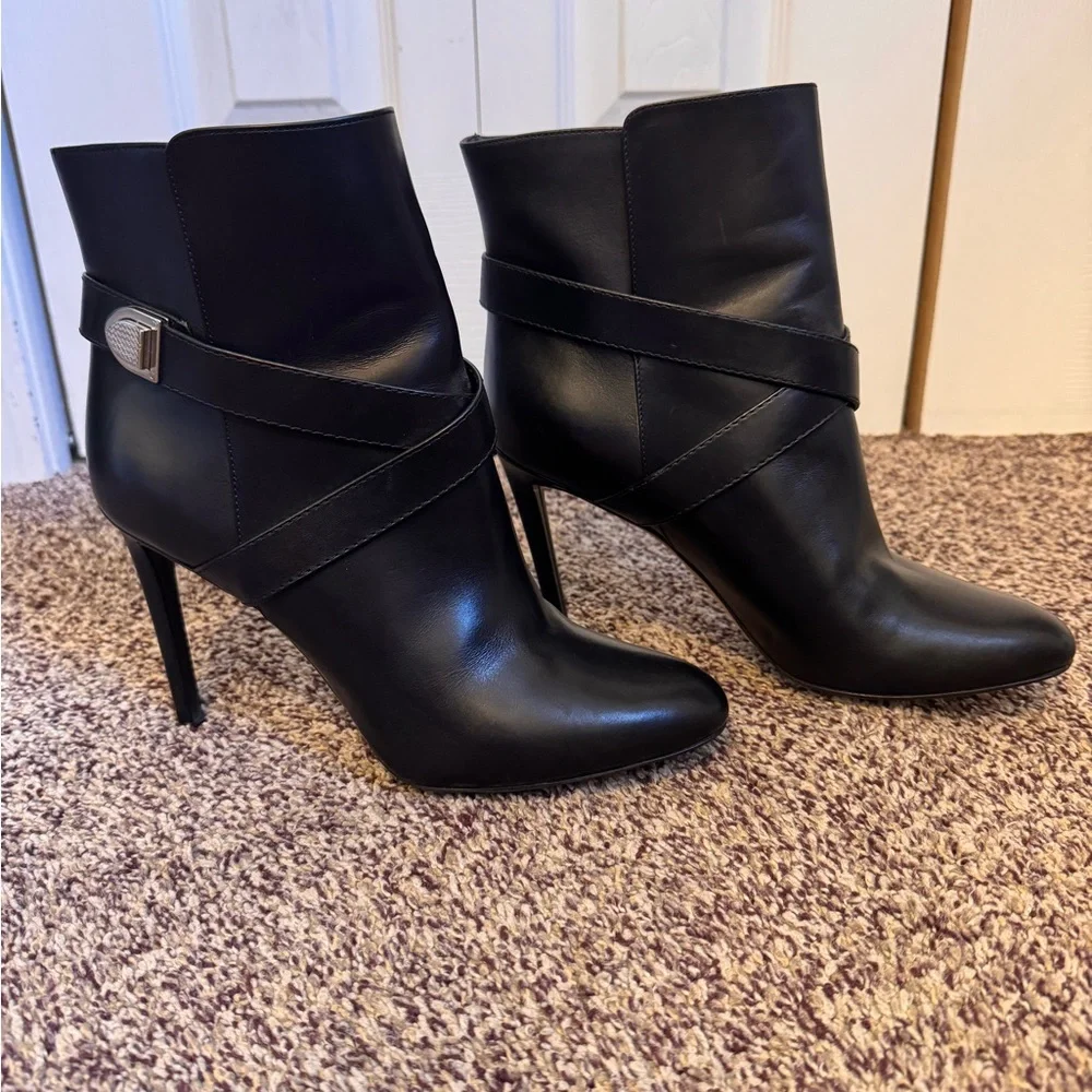 Christian Dior Black Ankle Leather Boots w Silver Buckle Size 40 - Picture 11 of 16